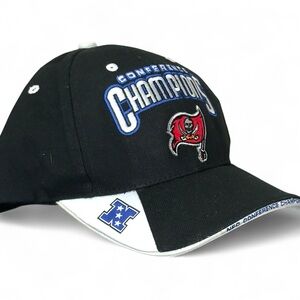 Reebok Buccaneers 2002 NFC Champions Hat Vintage NFL Black Strapback Cap